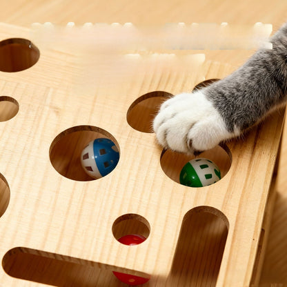 Solid Wood Cat Maze Puzzle Scratching Box